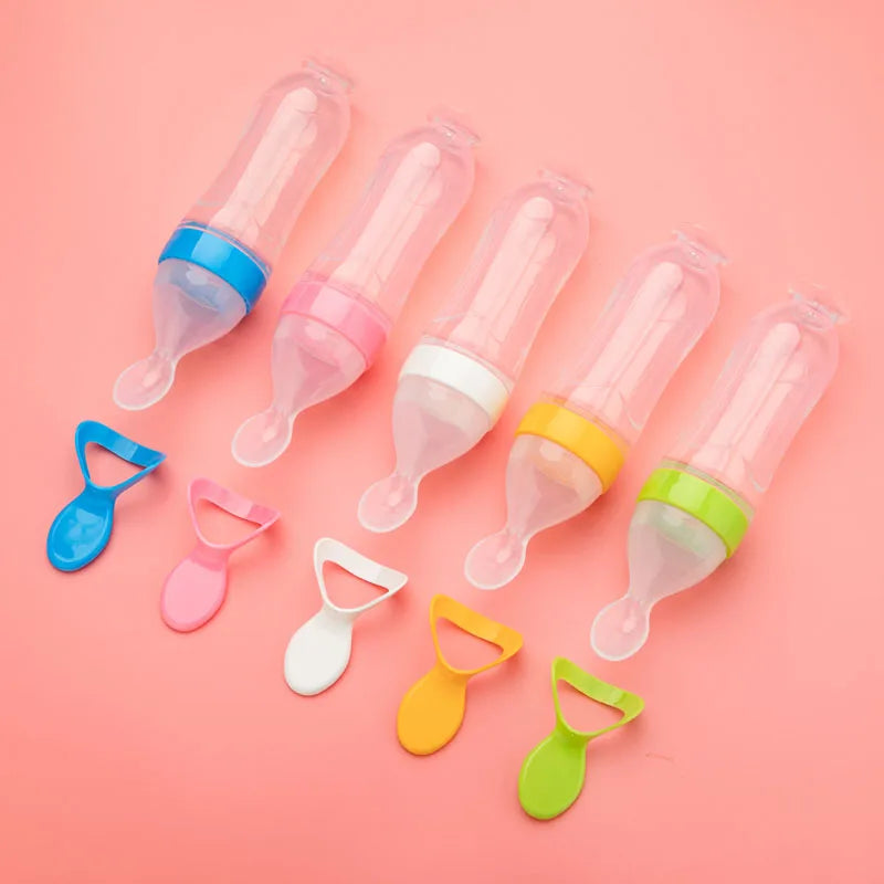 1PC Baby Feeding Bottle Toddler Silicone Squeeze Feeding Spoon Milk Bottle Baby Training Feeder Food Supplement