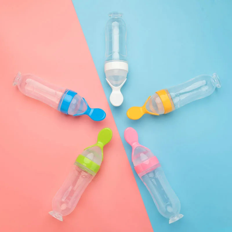 1PC Baby Feeding Bottle Toddler Silicone Squeeze Feeding Spoon Milk Bottle Baby Training Feeder Food Supplement